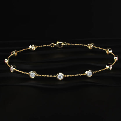Round Diamond Bezel Station Bracelet | Earthly Jewels