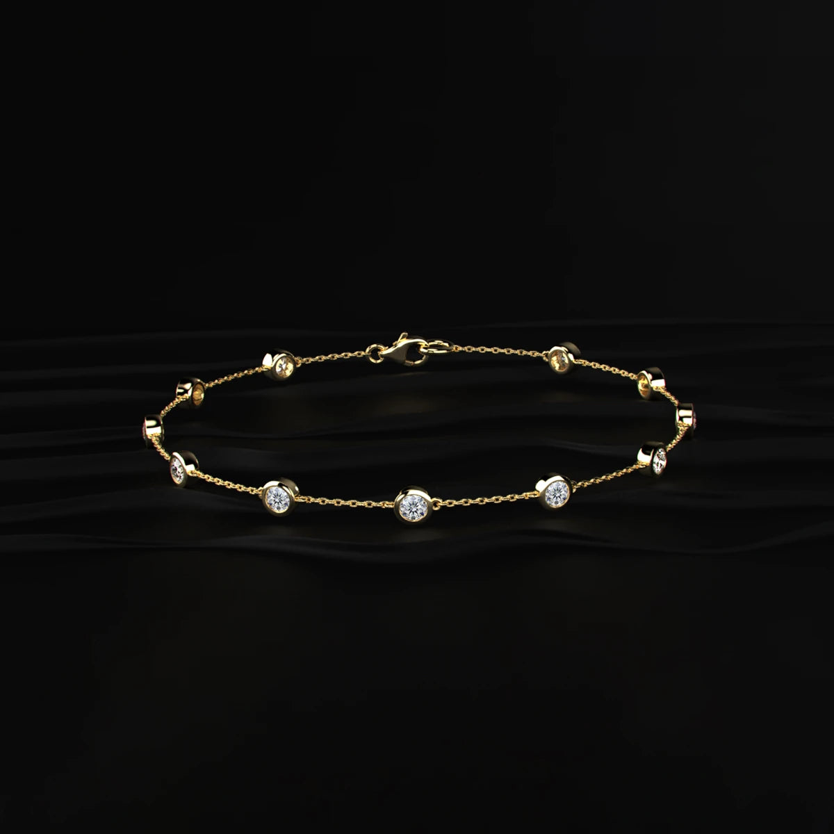 Round Diamond Bezel Station Bracelet | Earthly Jewels
