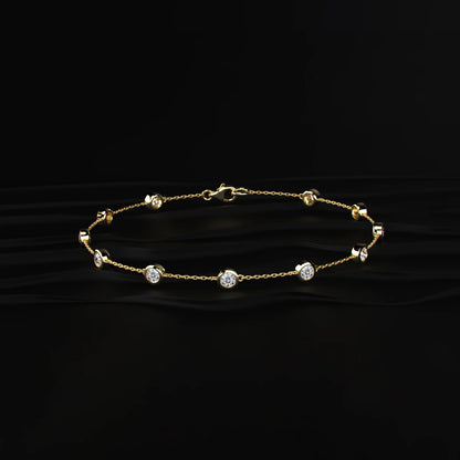 Round Diamond Bezel Station Bracelet | Earthly Jewels
