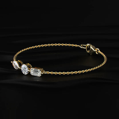 Three Stone Diamond Everyday Bracelet | Earthly jewels