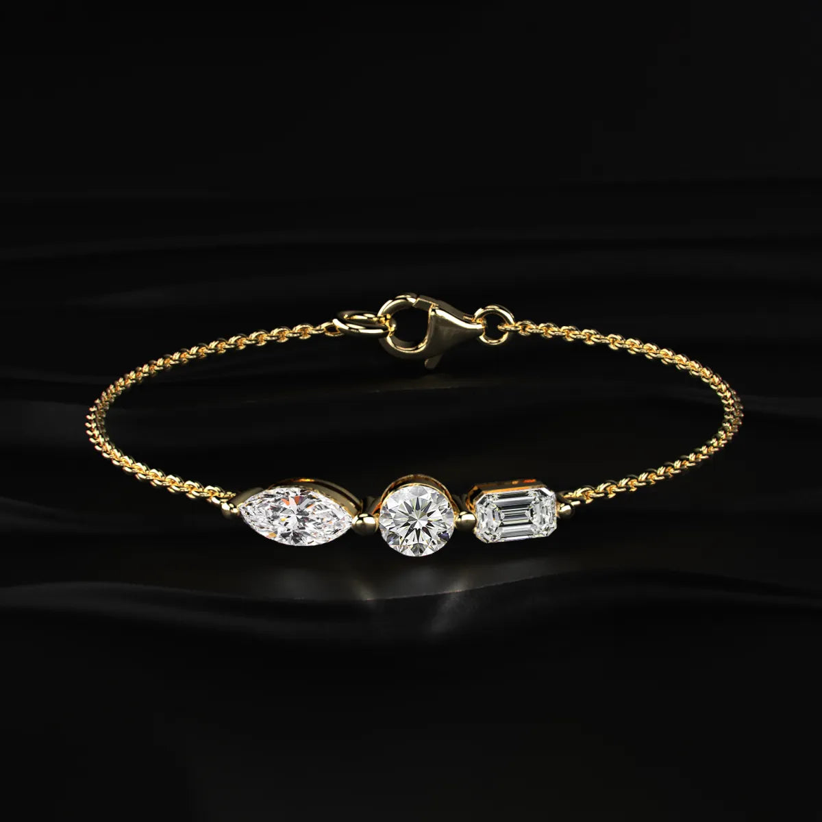 Three Stone Diamond Everyday Bracelet | Earthly jewels