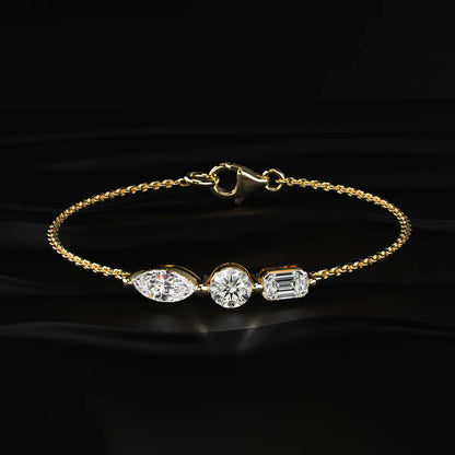 Three Stone Diamond Everyday Bracelet | Earthly jewels