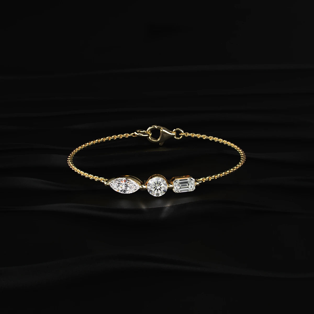 Three Stone Diamond Everyday Bracelet | Earthly jewels