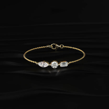 Three Stone Diamond Everyday Bracelet | Earthly jewels