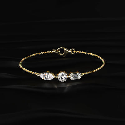 Three Stone Diamond Everyday Bracelet | Earthly jewels