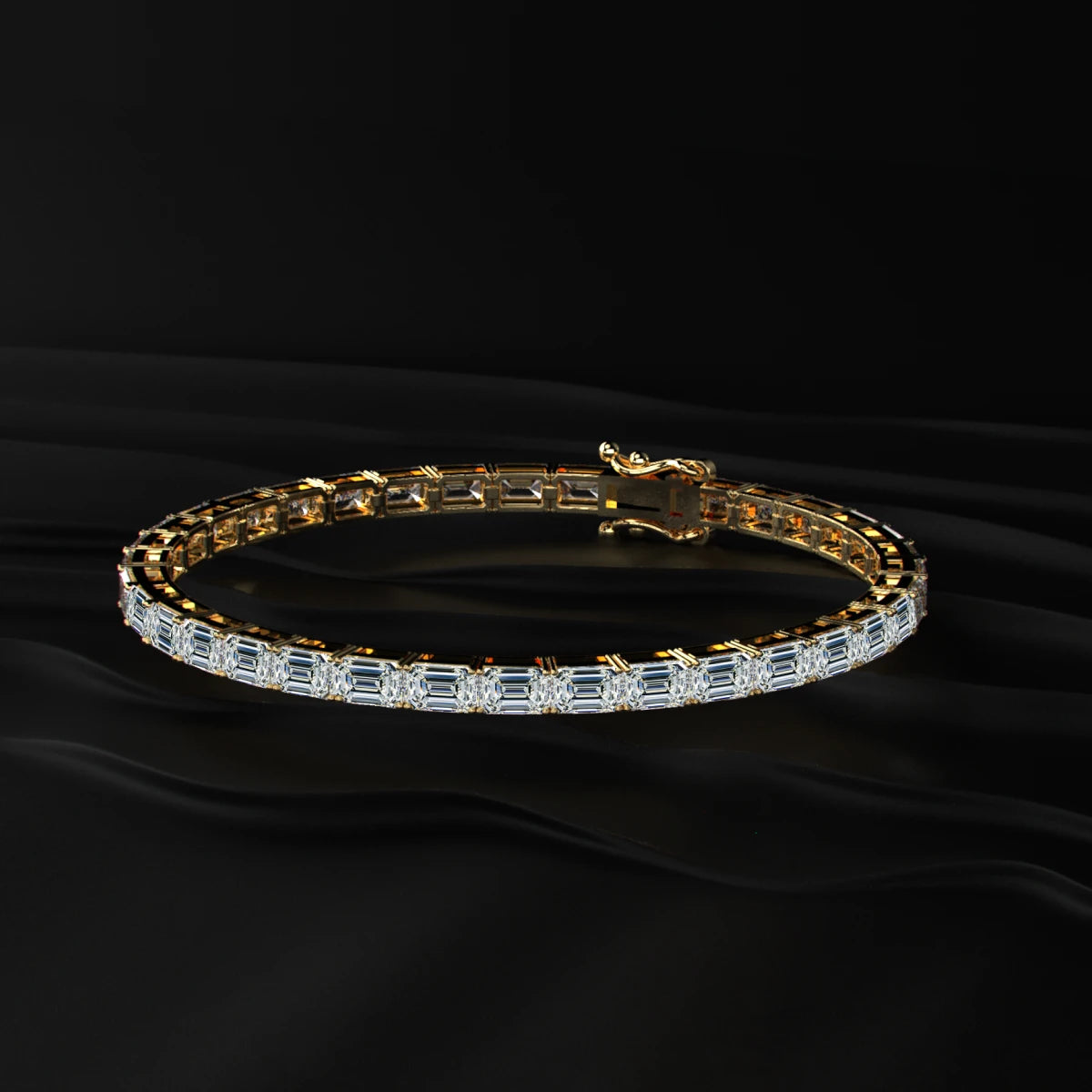 Emerald cut lab Diamond Tennis Bracelet | Earthly Jewels   