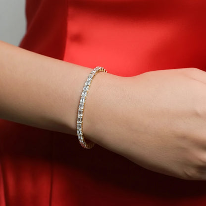 Emerald cut lab Diamond Tennis Bracelet | Earthly Jewels   