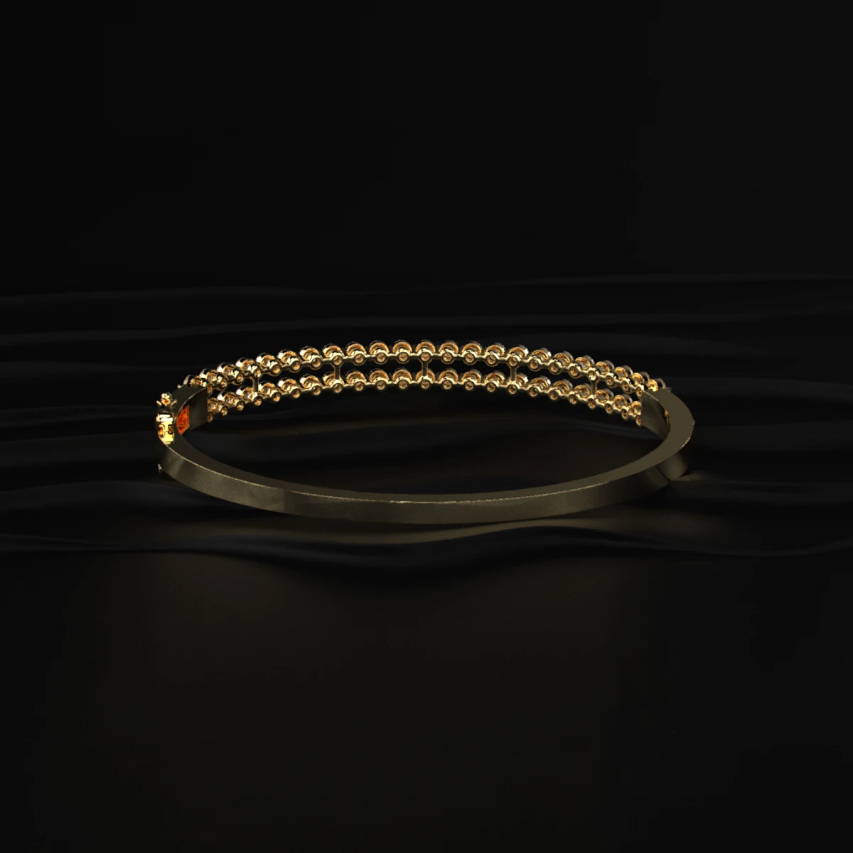 Double Row Diamond Tennis Bangle Bracelet | Earthly Jewels