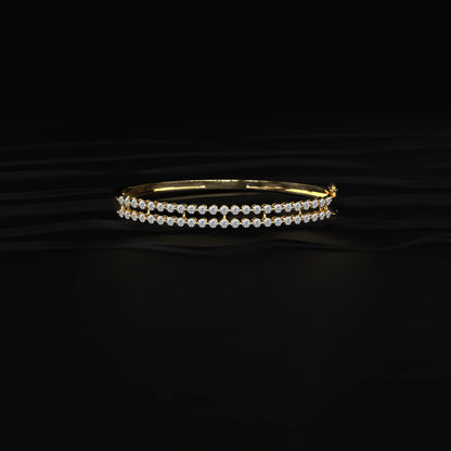 Double Row Diamond Tennis Bangle Bracelet | Earthly Jewels