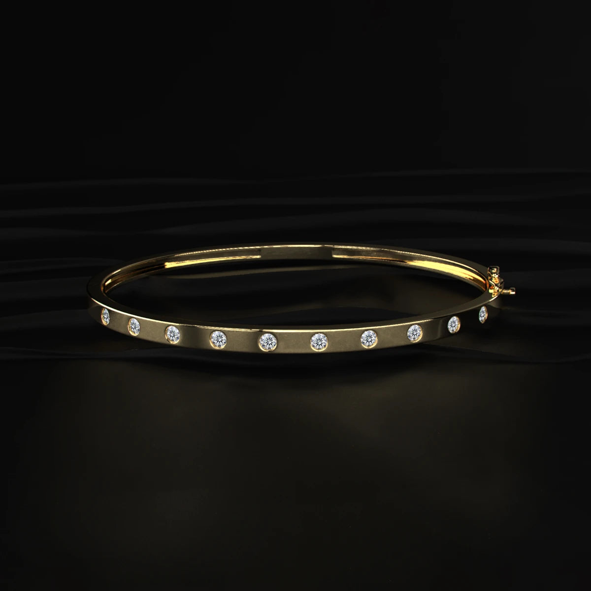 Flush Set Lab Diamond Openable Bangle Bracelet | Earthly Jewels   