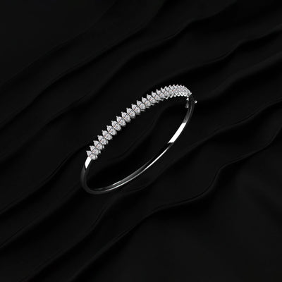 Marquise Lab Diamond Half Tennis Bangle bracelet | Earthly Jewels   