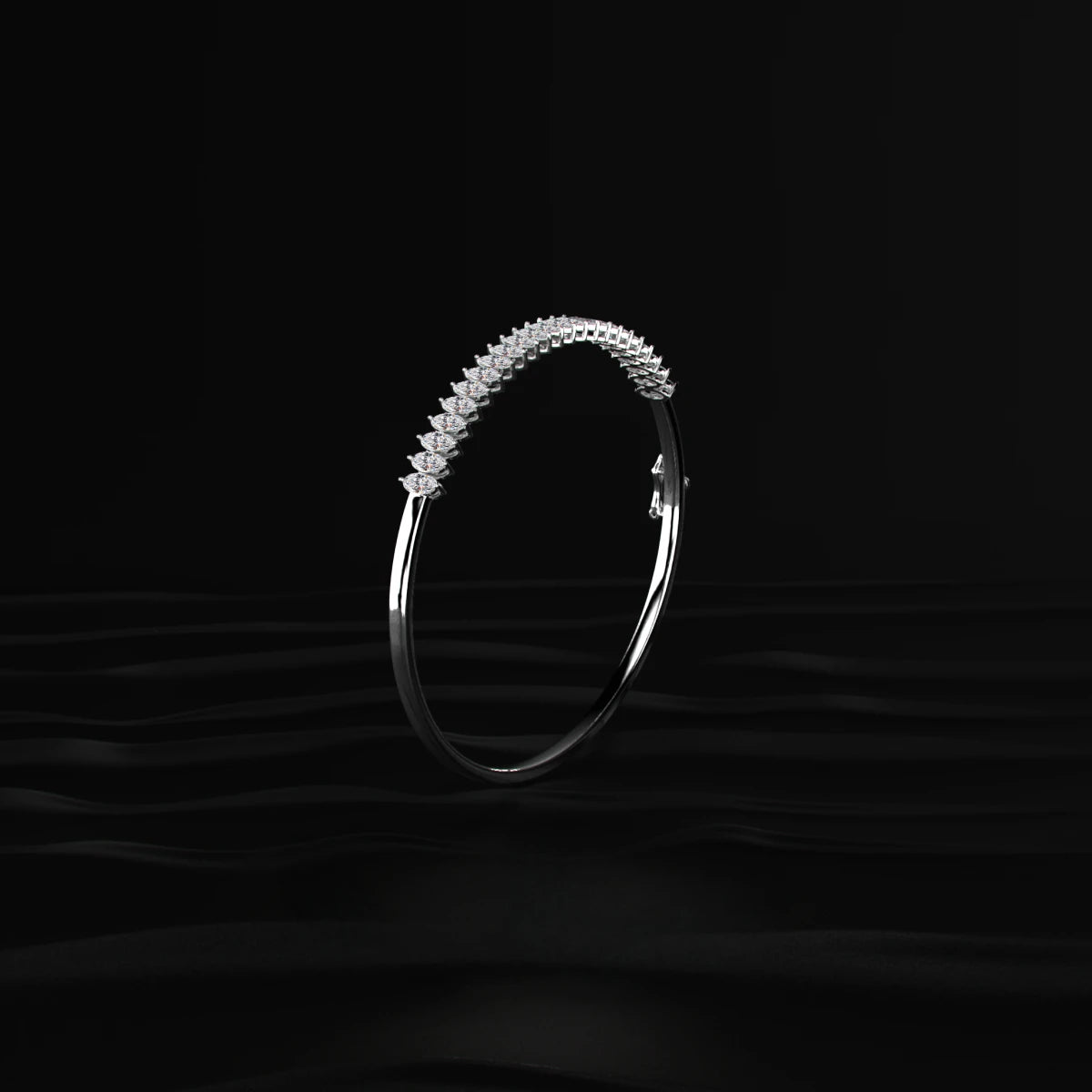 Marquise Lab Diamond Half Tennis Bangle bracelet | Earthly Jewels   