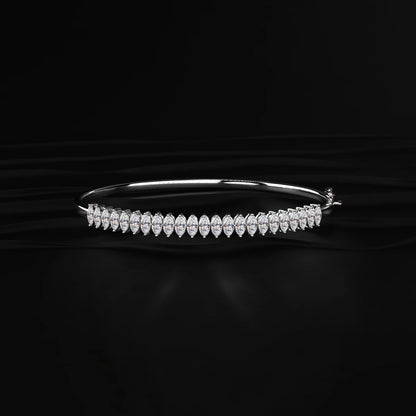 Marquise Lab Diamond Half Tennis Bangle bracelet | Earthly Jewels   