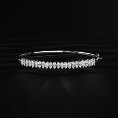 Marquise Lab Diamond Half Tennis Bangle bracelet | Earthly Jewels   