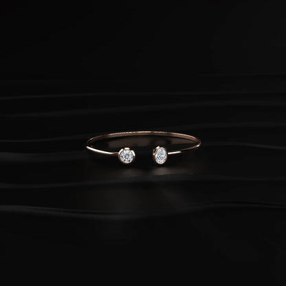 Oval and Round Diamond Open Cuff Bracelet | Earthly Jewels