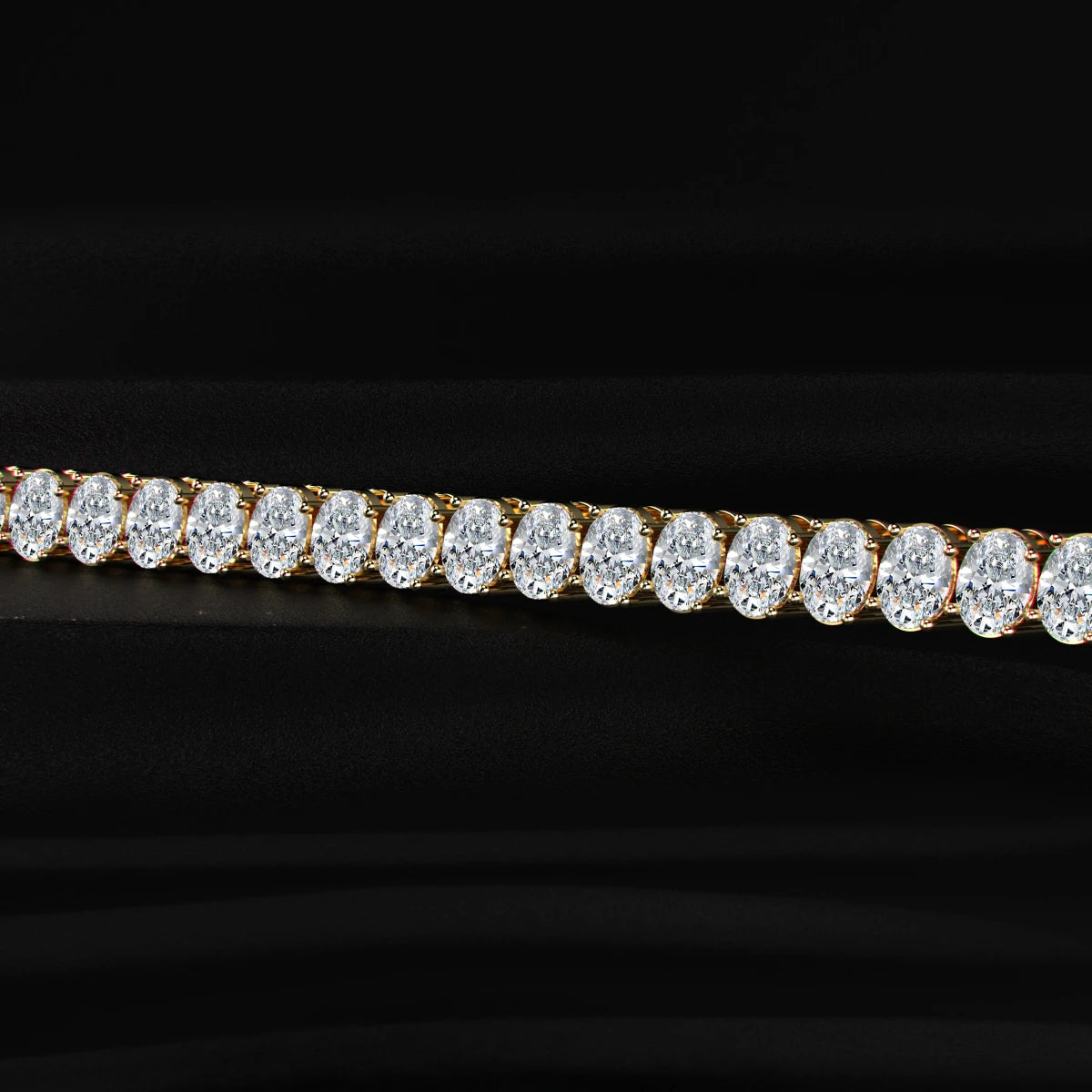 Fine gold oval diamond tennis bracelet