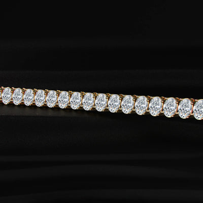 Fine gold oval diamond tennis bracelet