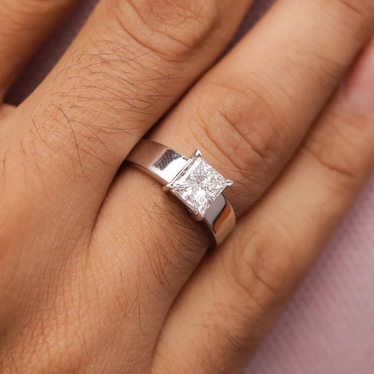 Princess Solitaire Engagement Ring For Men | Earthly Jewels