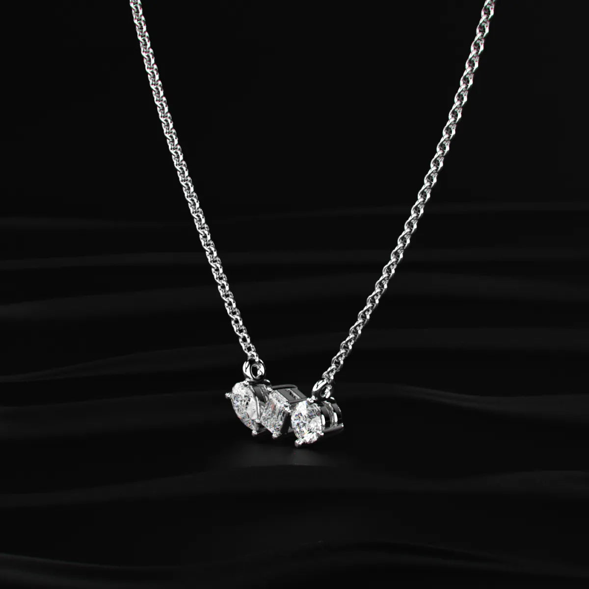 Three Stone Diamond Necklace | Earthly Jewels