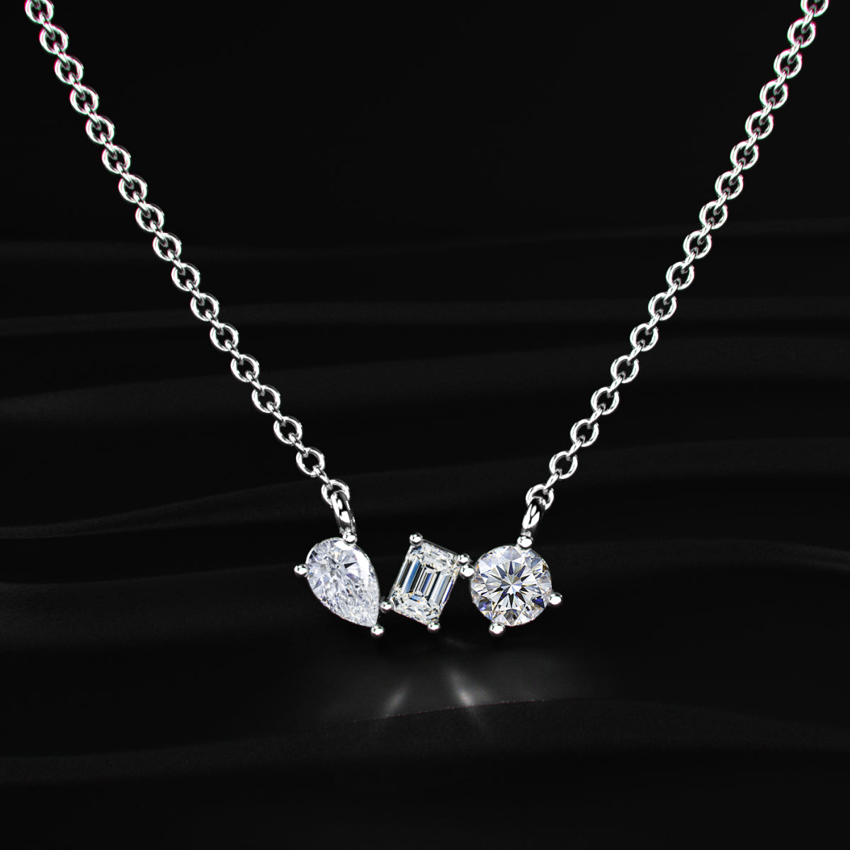 Three Stone Diamond Necklace | Earthly Jewels