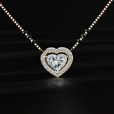Heart Diamond Halo Mangalsutra | Earthly Jewels