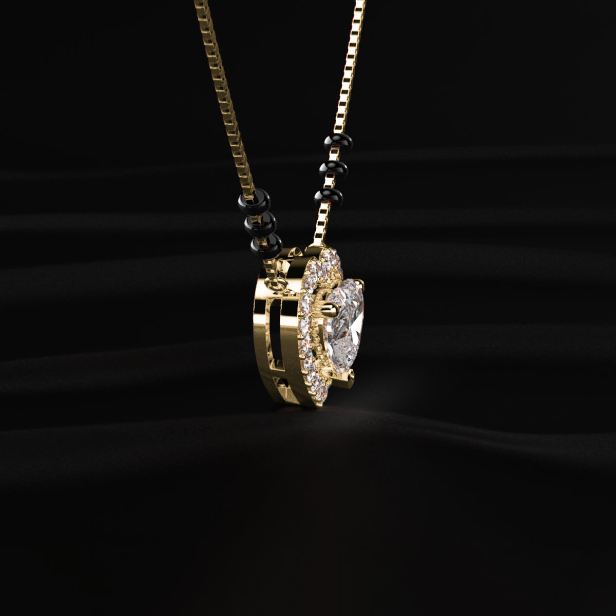 Heart Diamond Halo Mangalsutra | Earthly Jewels