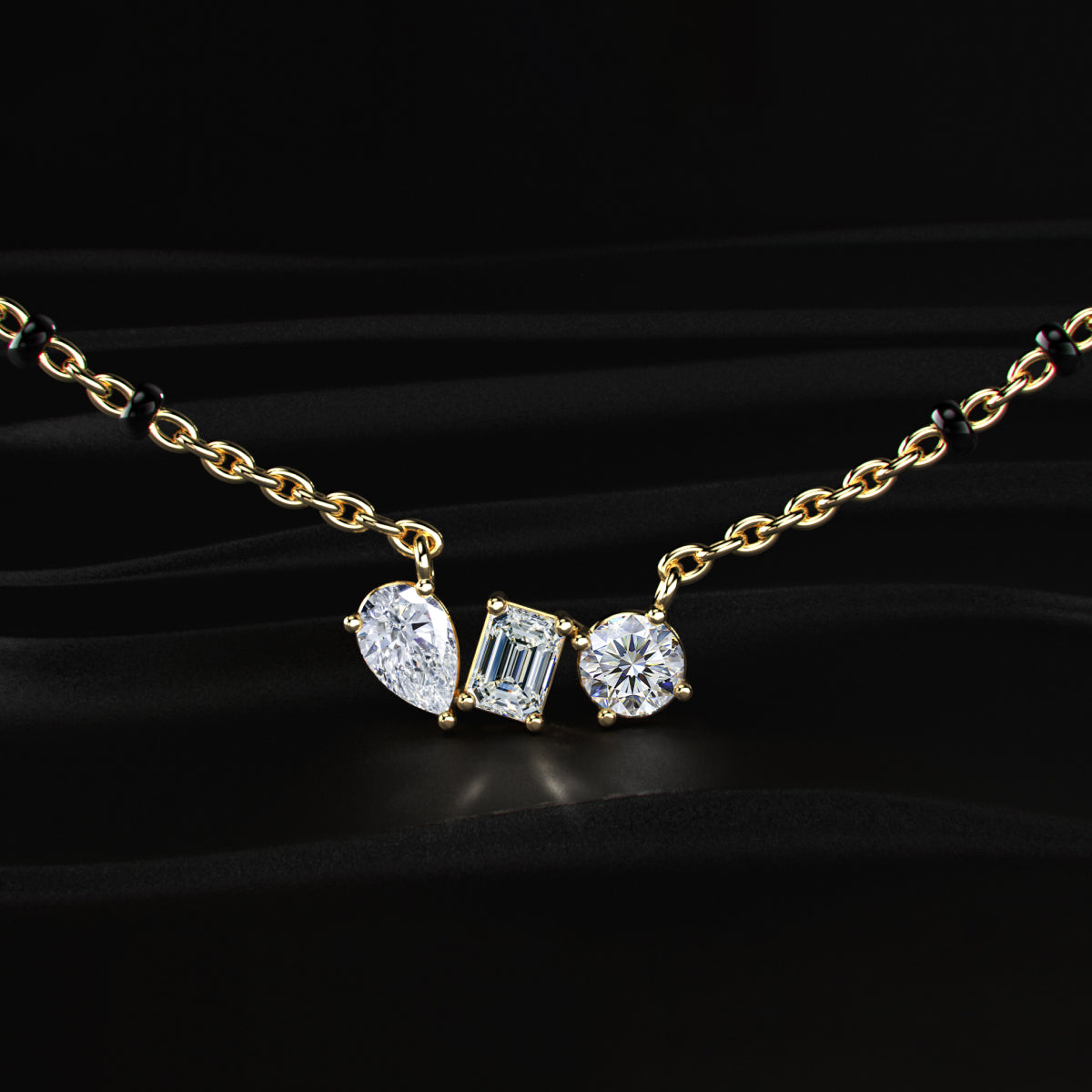 Three Mix Shape Pendant Mangalsutra | Earthly Jewels
