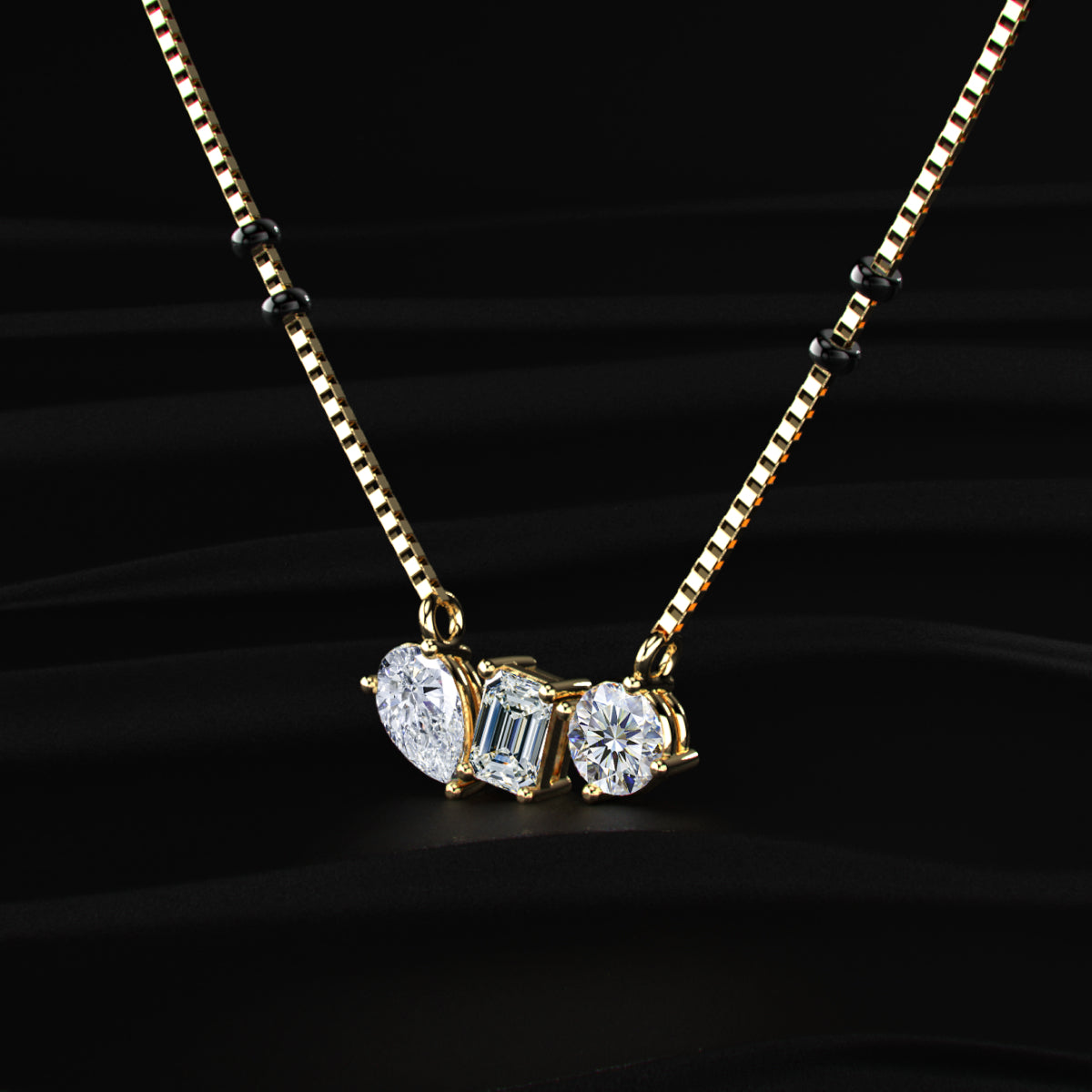 Three Mix Shape Pendant Mangalsutra | Earthly Jewels
