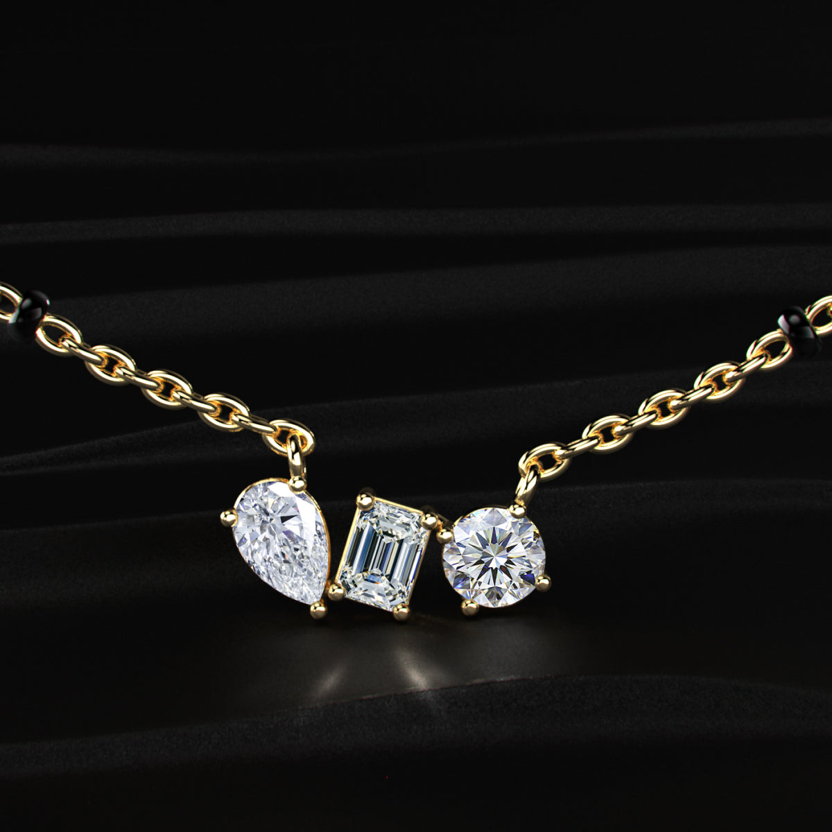 Three Mix Shape Pendant Mangalsutra | Earthly Jewels