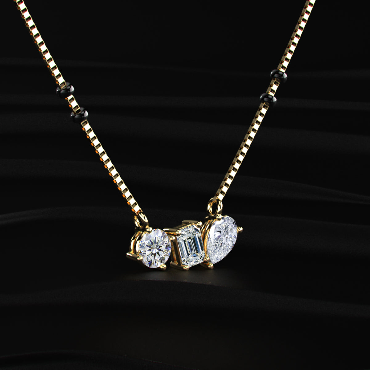 Three Mix Shape Pendant Mangalsutra | Earthly Jewels