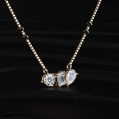 Three Mix Shape Pendant Mangalsutra | Earthly Jewels