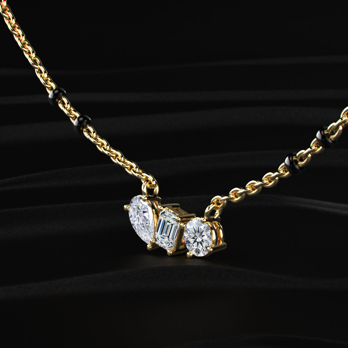Three Mix Shape Pendant Mangalsutra | Earthly Jewels