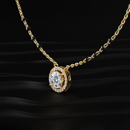 Round Diamond Halo Mangalsutra | Earthly Jewels