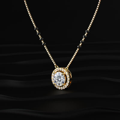 Round Diamond Halo Mangalsutra | Earthly Jewels