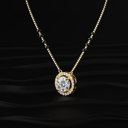 Round Diamond Halo Mangalsutra | Earthly Jewels