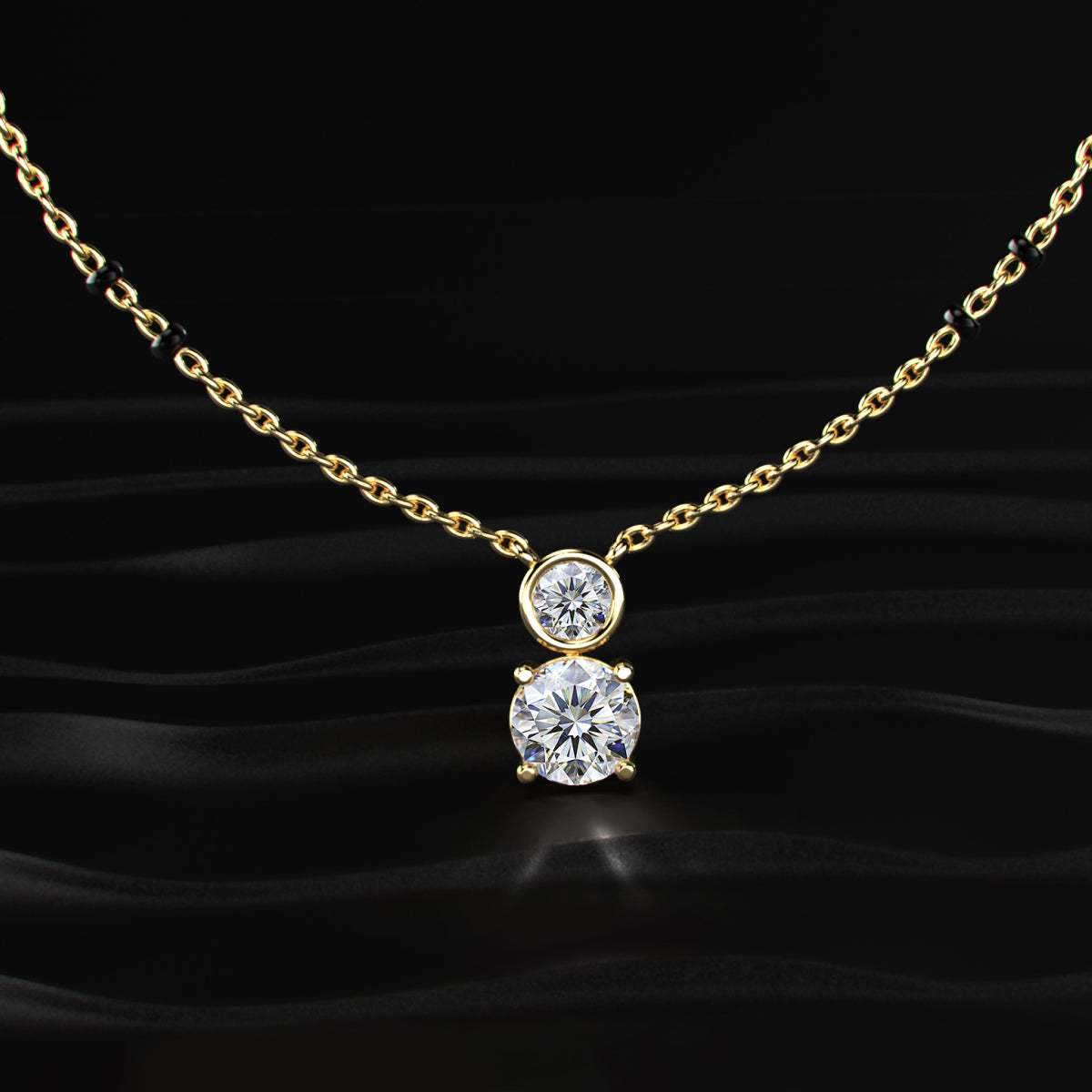 Round Shape Two Diamond Mangalsutra | Earthly Jewels