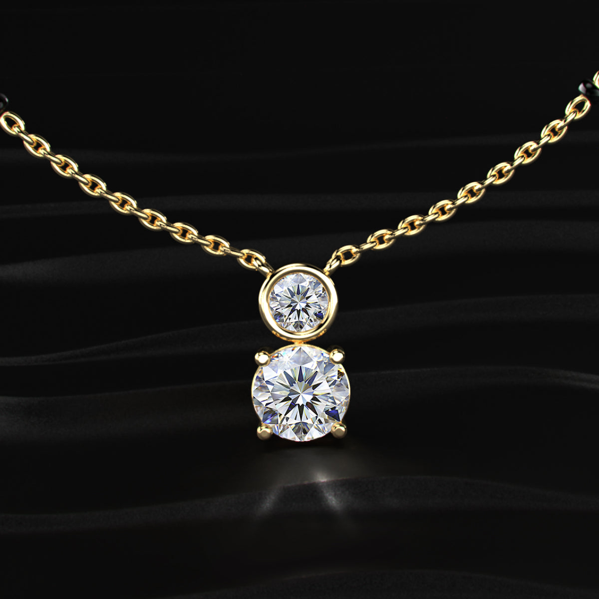 Round Shape Two Diamond Mangalsutra | Earthly Jewels