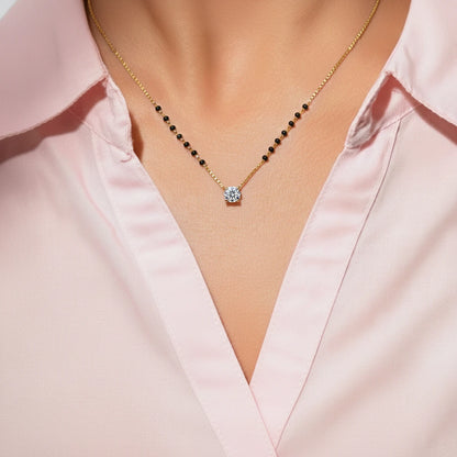 Round Diamond Solitaire Mangalsutra | Earthly Jewels