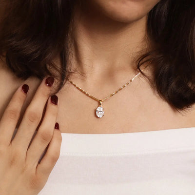 Oval Shape Solitaire Pendant | Earthly Jewels #diamond-shape_oval