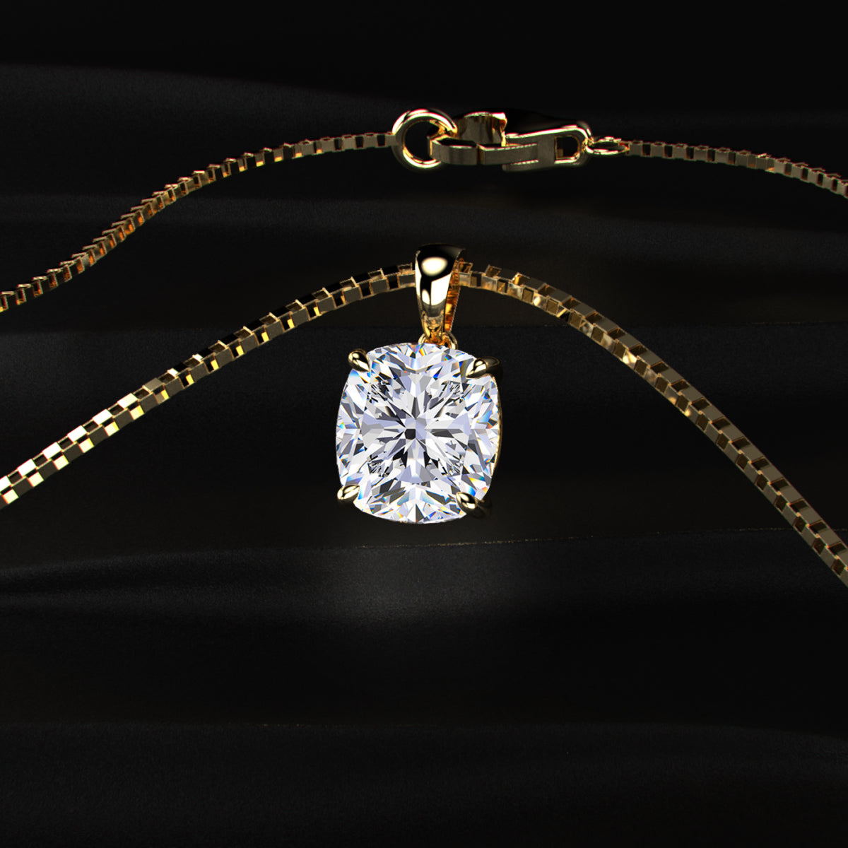 Cushion Cut Diamond Solitaire Pendant