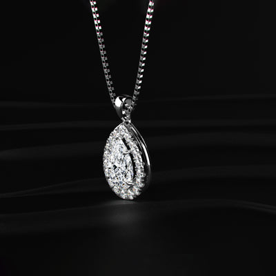 Pear Diamond Halo Pendant | Earthly Jewels
