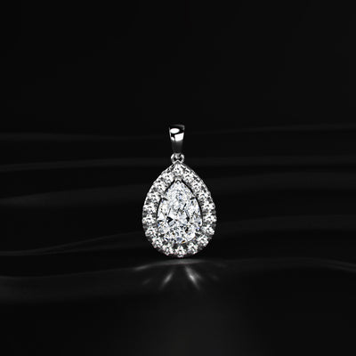 Pear Diamond Halo Pendant | Earthly Jewels
