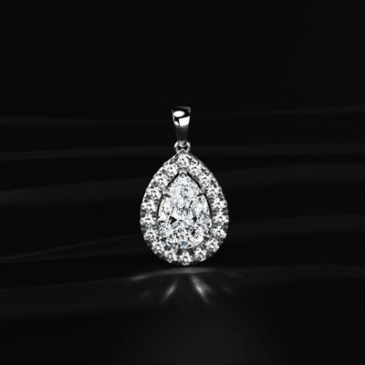 Pear Diamond Halo Pendant | Earthly Jewels