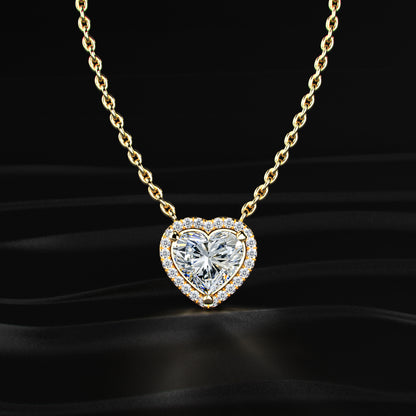 Heart Diamond Halo Necklace | Earthly Jewels