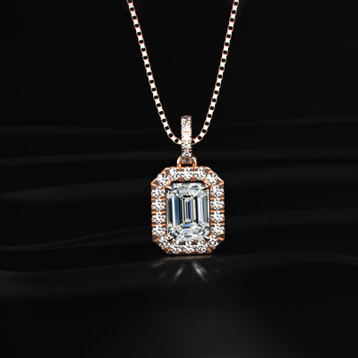 Emerald Diamond Halo Pendant | Earthly Jewels