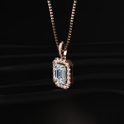 Emerald Diamond Halo Pendant | Earthly Jewels