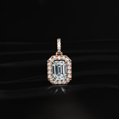 Emerald Diamond Halo Pendant | Earthly Jewels