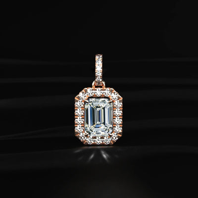 Emerald Diamond Halo Pendant | Earthly Jewels