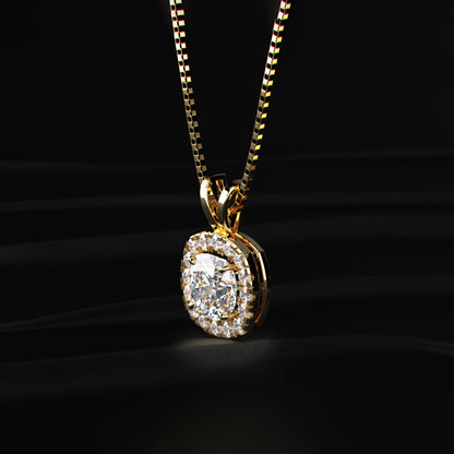Cushion Diamond Halo Pendant | Earthly Jewels