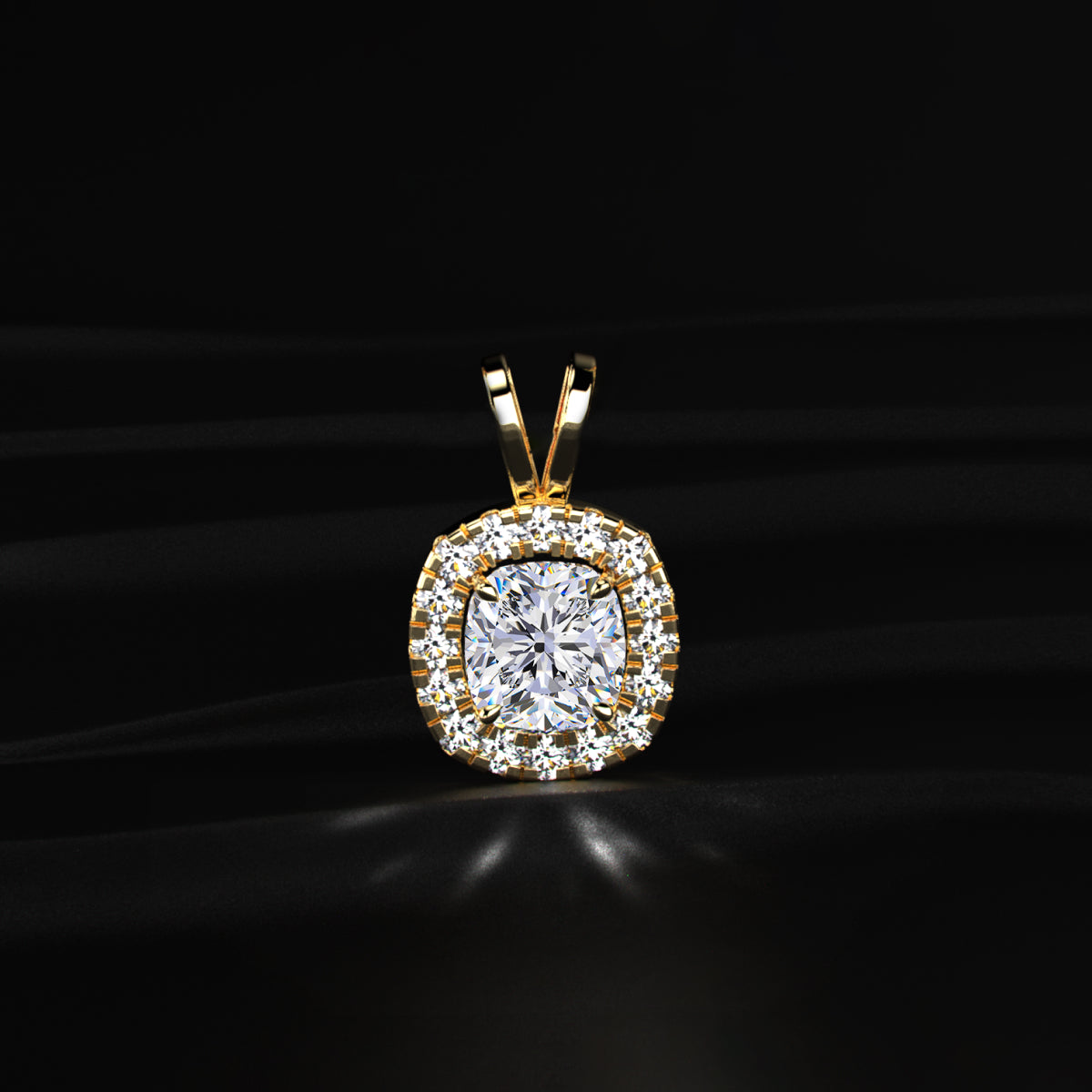 Cushion Diamond Halo Pendant | Earthly Jewels